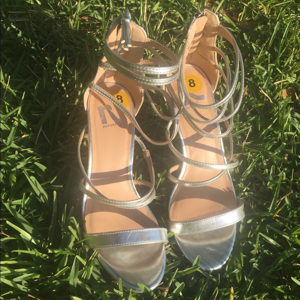 Silver Report Strap heels